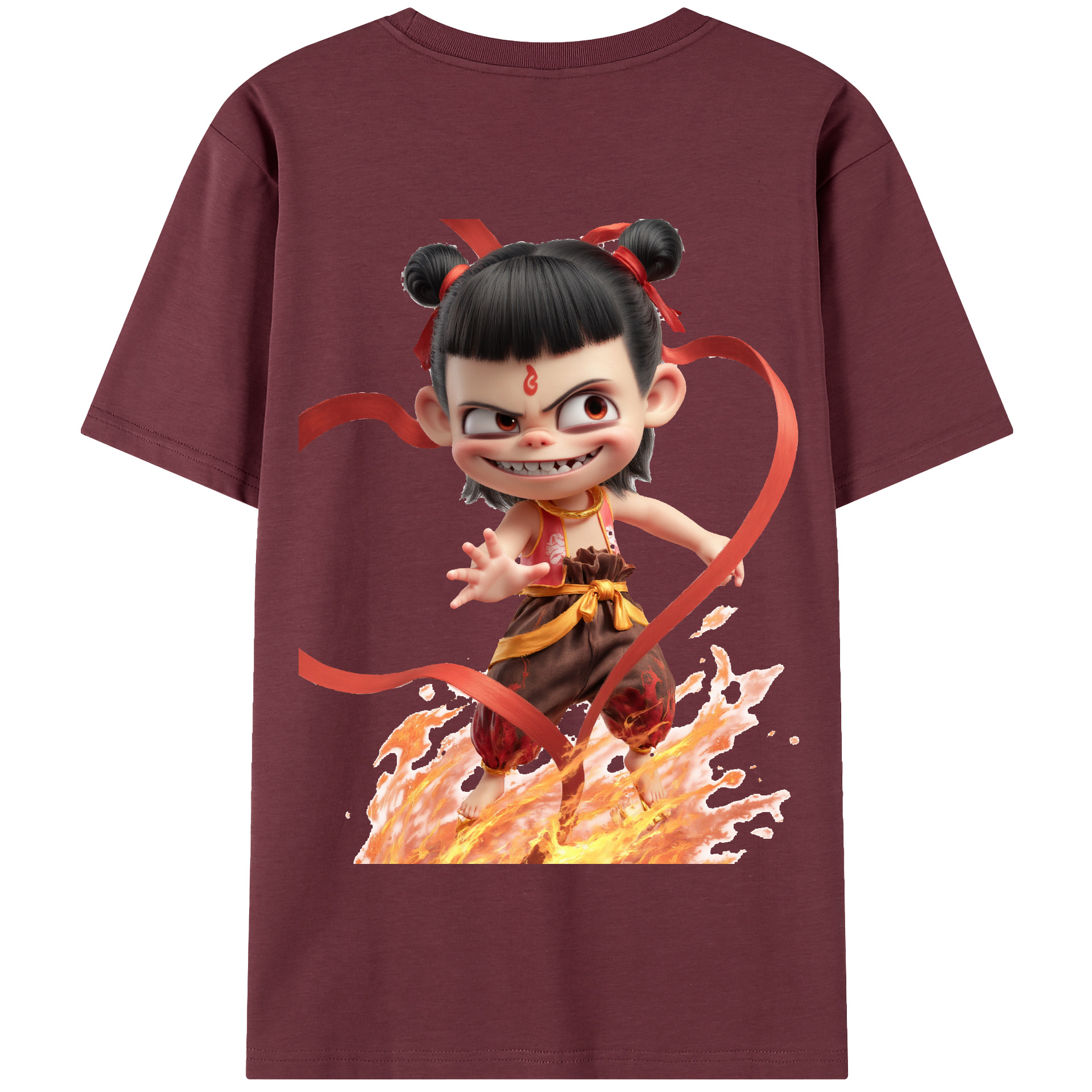 （画像用） Ne Zha 2 ナタ 魔童の大暴れ 綿100％半袖Tシャツ（背面プリント）